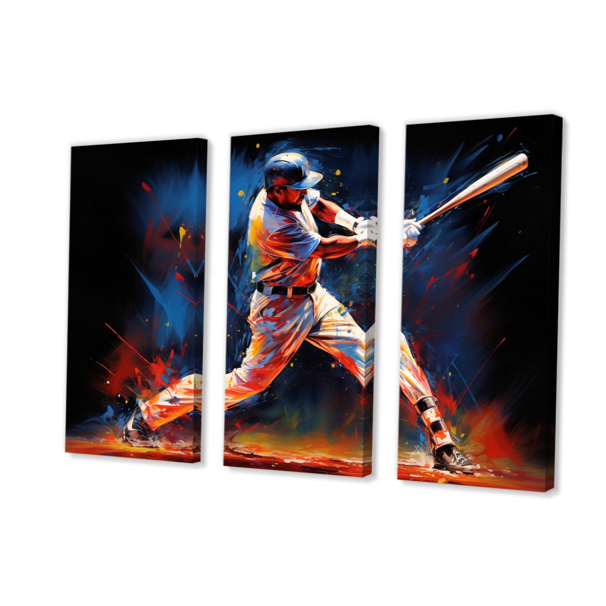 Designart "Baseball Swing Of Emotion IV" Sports Canvas Art Print Set